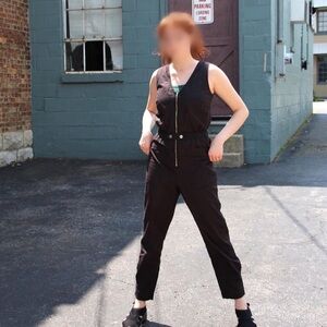 GAP Black Sleeveless Zip-up Jumpsuit